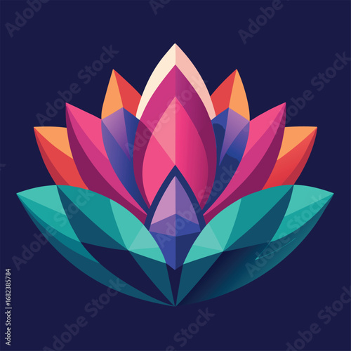Abstract lotus flower overlapping polygon petals