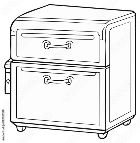 Drawn Nightstand with Two Drawers, Handles and Rounded Design