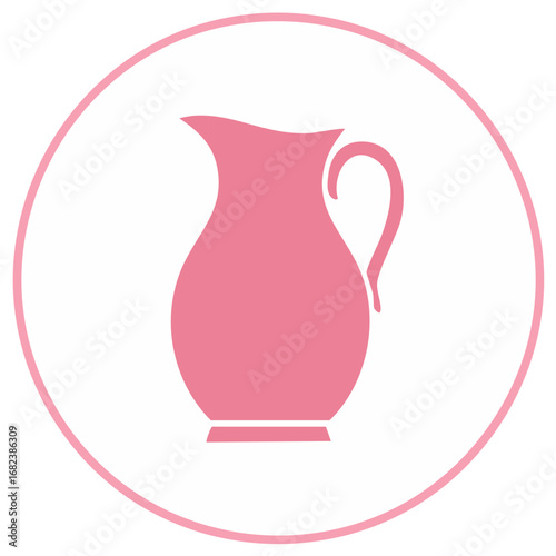 Pink pitcher or jug icon inside a light pink circle, perfect for design or branding.