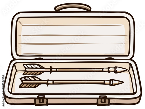 Archery Arrows in Storage Case Cartoon Illustration Sporting Equipment, Hunting Game Gear