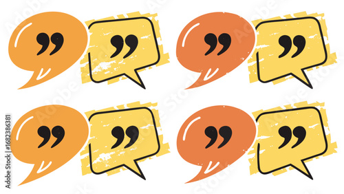Wallpaper Mural Quotation marks in speech bubbles orange and yellow pattern Torontodigital.ca