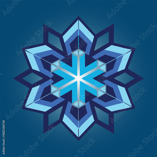 Abstract snowflake with star and hexagon fusion