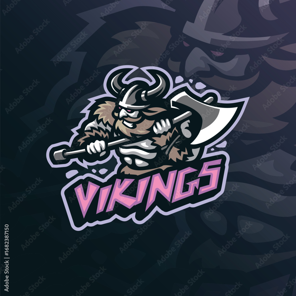 Obraz premium Vikings mascot logo design. Angry vikings illustration concept style for badge, emblem and t shirt printing.