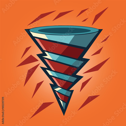 Sharp angular abstract tornado funnel illustration