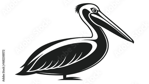 Stylized Silhouette of a Pelican Bird wildlife animal