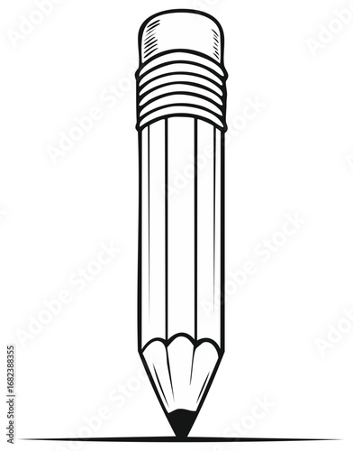 Pencil graphic illustration sketching art tool with eraser writing drawing line