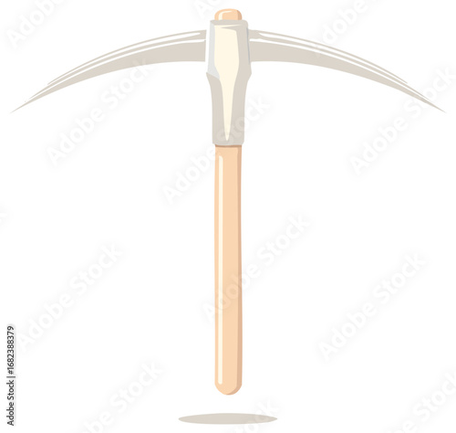 Illustration of a pickaxe tool with handle for mining and construction work