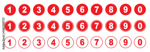 Colorful bullet points number set from zero to nine. circles and numbers. colorful number digit vector icon with white background. Numbers symbols. Flat icons . Set of 1-10numbers. Digital projects.