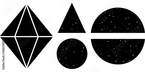 Geometric shapes with starry night texture