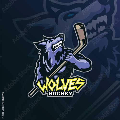 Wolves mascot logo design. Angry wolves illustration concept style for badge, emblem and t shirt printing.
