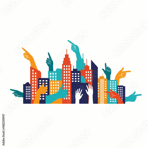 Apartment building skyline  Minimal Flat Vector Illustration for real estate, home, construction, templates, and brandless design
