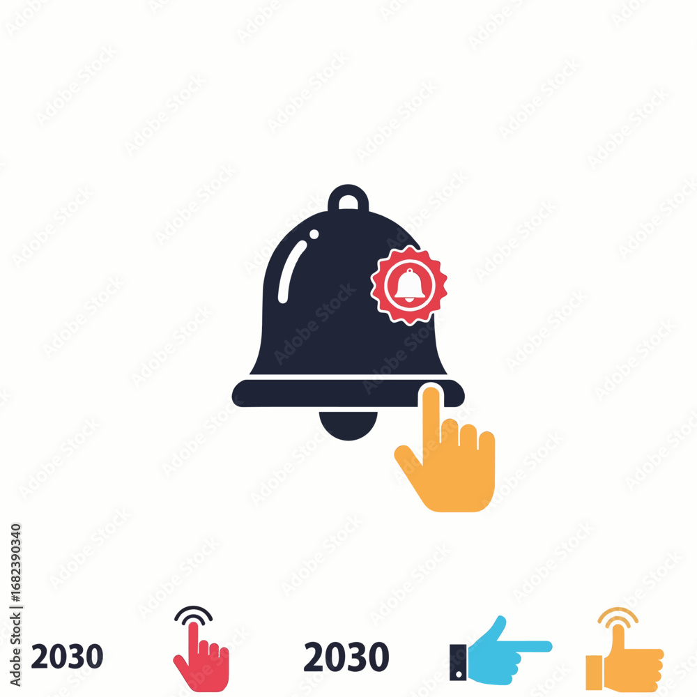 Obraz premium Notification bell with badge Minimal Flat Vector Illustration for social media, communication, messaging, templates, and brandless design