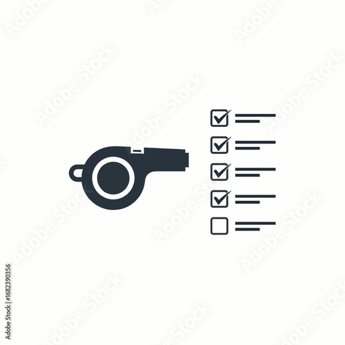 Report a violation whistle icon  Minimal Flat Vector Illustration for legal, compliance, policy, templates, and brandless design
