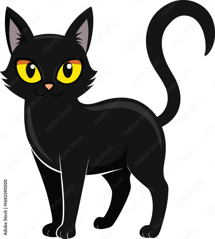 Obraz premium Black cat arched back glowing eyes silhouette