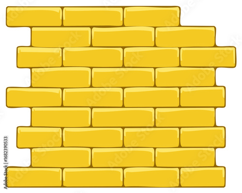Cartoon illustration of golden bricks wall