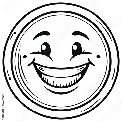 Cartoon Smiley Face with Big Grin Illustration Comic Mascot Design