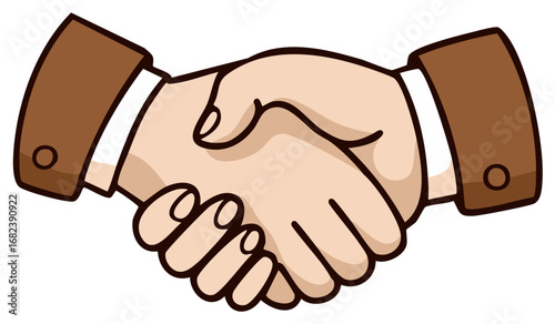 Handshake Cartoon Illustration Two Hands in Agreement Cooperation Collaboration