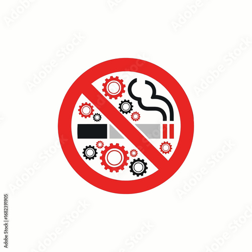 No smoking sign with crossed cigarette  Minimal Flat Vector Illustration for safety, first aid, emergency, templates, and brandless design