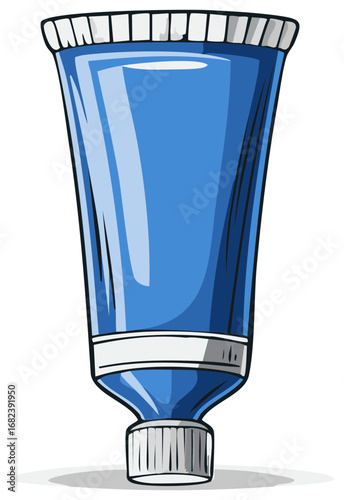 Blue Tube Container Illustration with Cap for Gel, Lotion, or Cream Storage and Dispensing