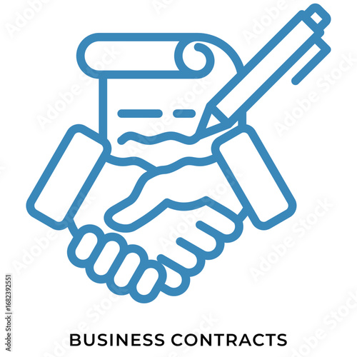 Business Contracts Blue Line Icon