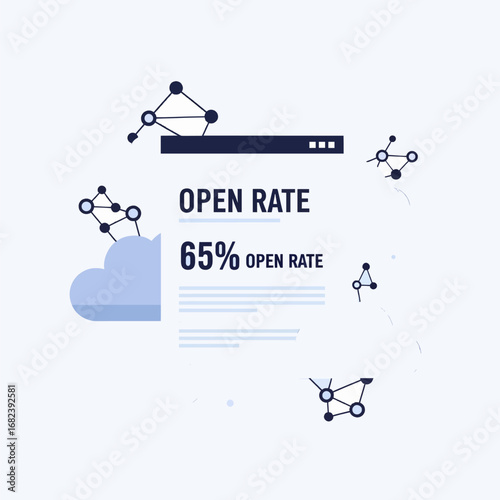 Email newsletter with open rate stats  Minimal Flat Vector Illustration for digital marketing, SEO, content, templates, and brandless design