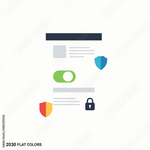 Data privacy consent form with toggle  Minimal Flat Vector Illustration for data analytics, cloud storage, big data, templates, and brandless design