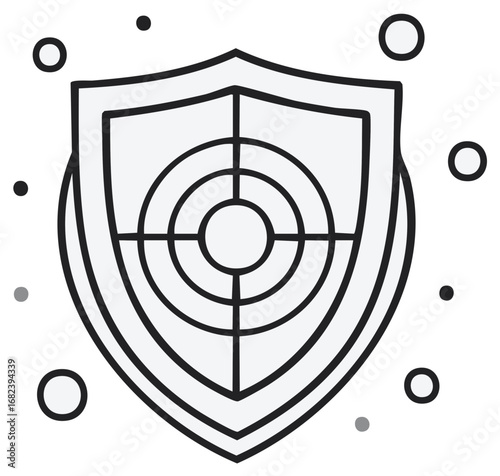 Shield with crosshairs symbol representing security and targeting for protection