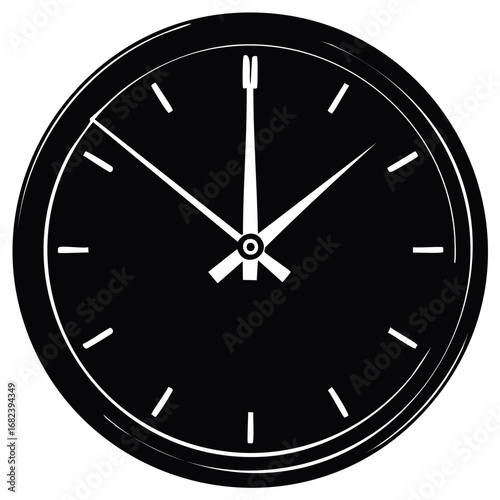 Analog clock face showing almost eleven o'clock, minimal design in black and white