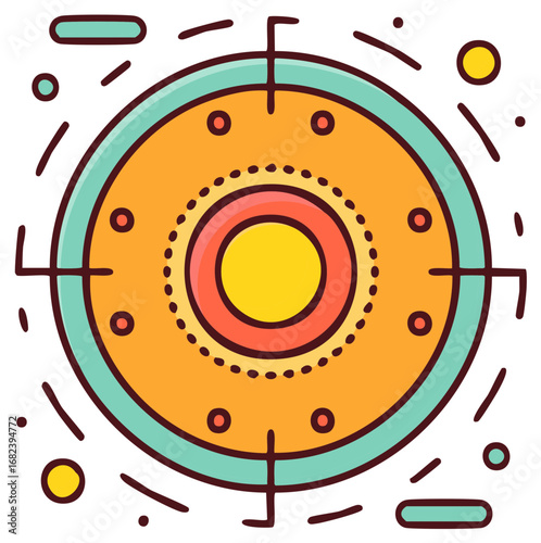 Colorful abstract illustration of a futuristic target with crosshairs