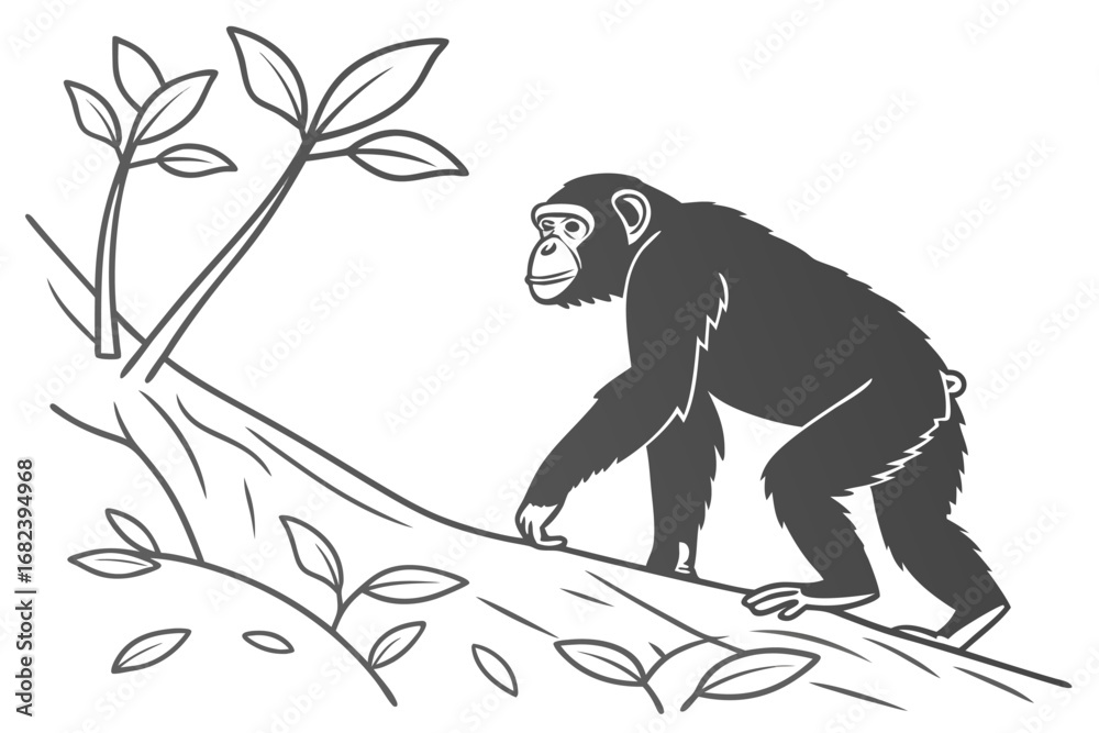 Fototapeta premium Minimalist Chimpanzee Silhouette Scene 