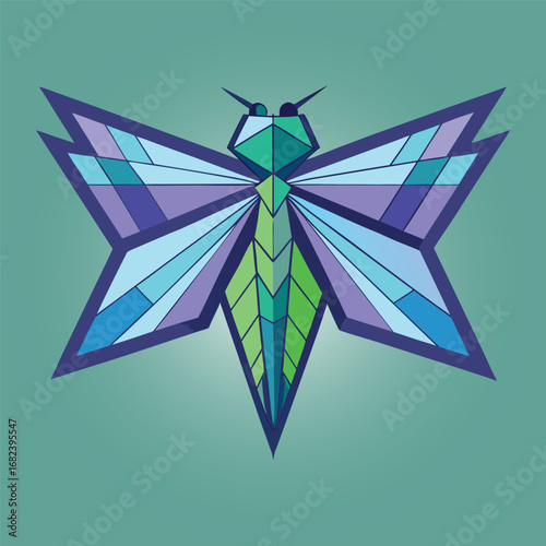 Dragonfly wings with low poly triangle design