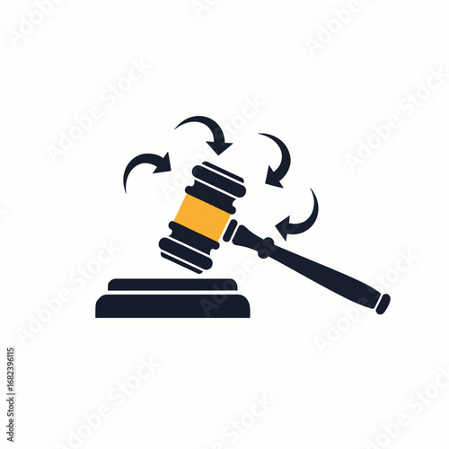 Court hammer gavel with block  Minimal Flat Vector Illustration for legal, compliance, policy, templates, and brandless design