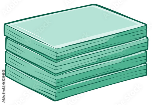 Stack of Cool Green Paper Sheets