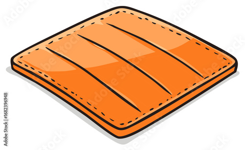 Orange quilted pad illustration featuring stitching detail and segmented design  decorative pillow or cushion element