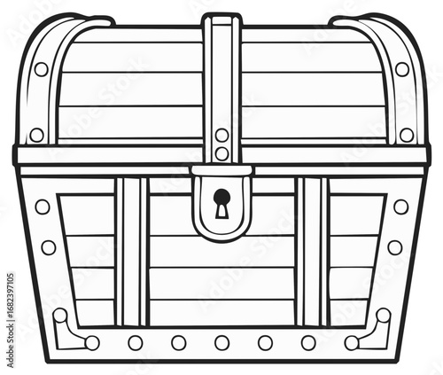 Outlined Treasure Chest Illustration for Coloring Pages and Pirate Themes