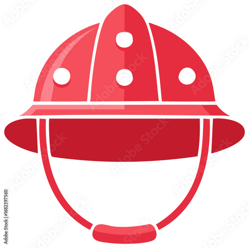 Red Firefighter Helmet with Chin Strap - Protective Headwear for Firefighting Professionals