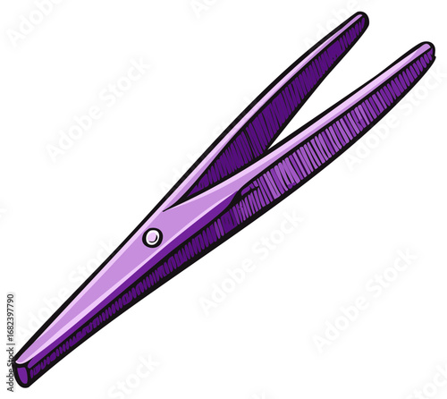 Detailed purple hemostat for medical and lab use illustration