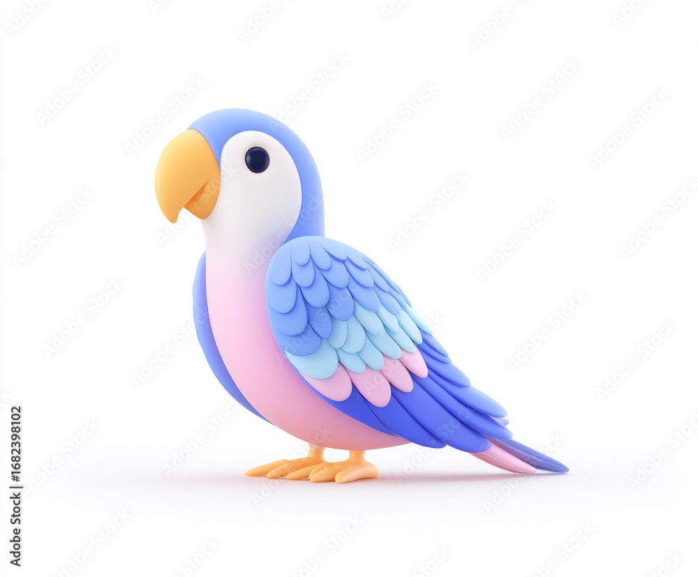 Obraz premium Blue parrot in cartoon style