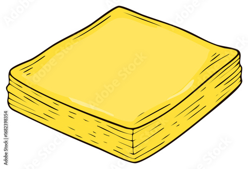 Stack of yellow paper sheets illustration note pads drawing memos