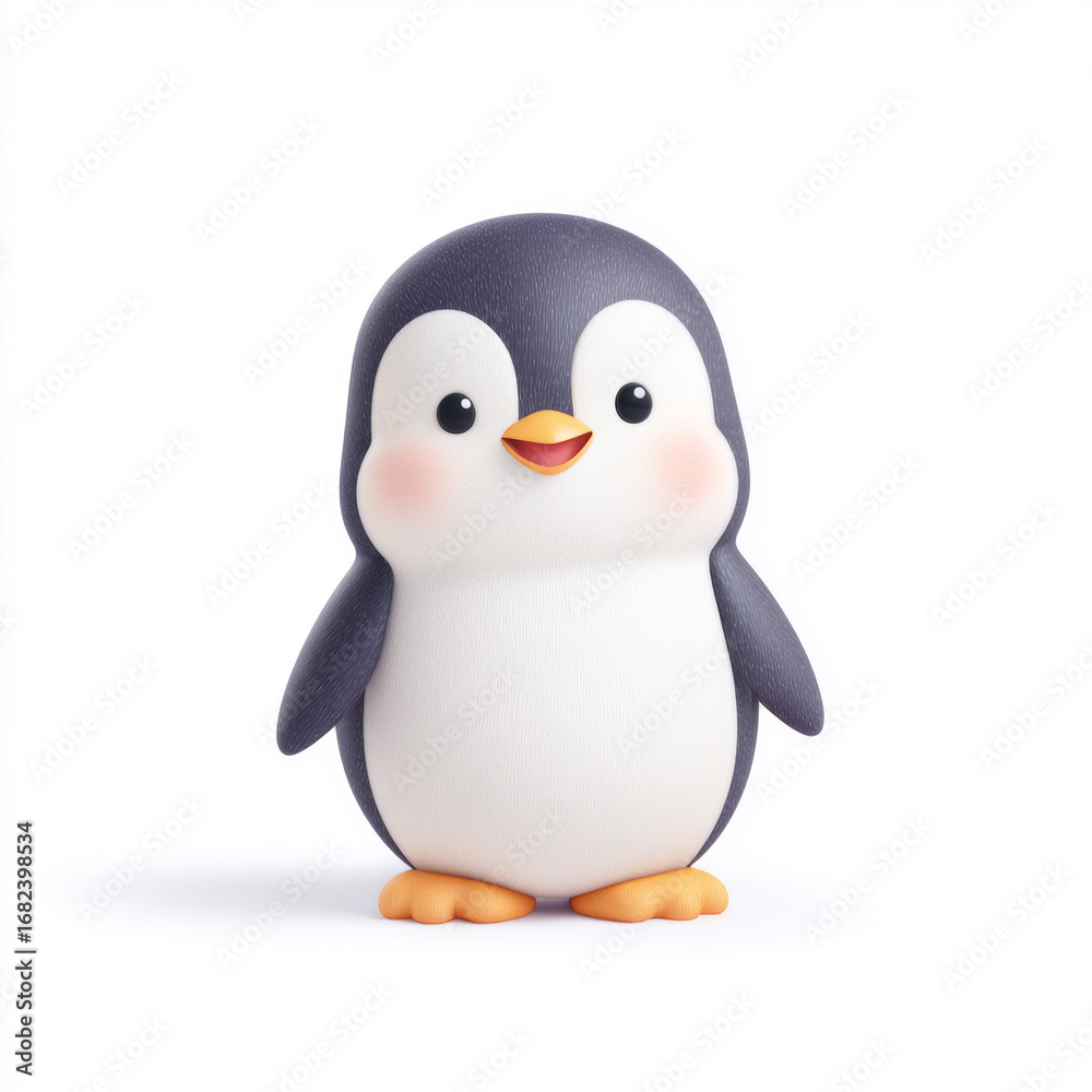 Fototapeta premium Cartoon style penguin on white background