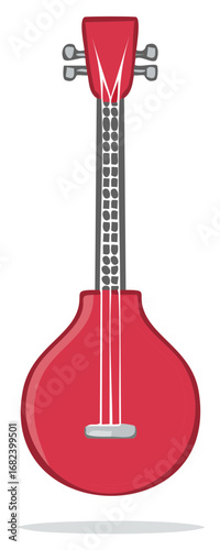 Cartoon Vector Graphic Illustration of a Three Stringed String Instrument