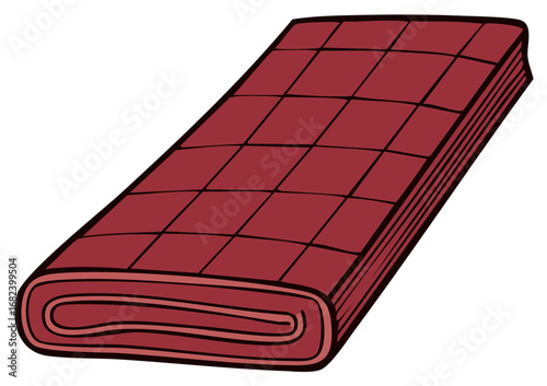 Vector graphic of a neatly folded dark red quilted blanket or textile