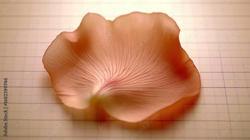 Fototapeta premium Delicate peach petal detail showcased on a grid adding texture and depth to still life photography
