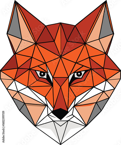 Fox head with low poly geometric outline