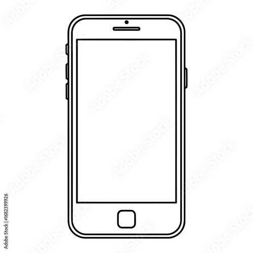 Vector art of outline of a smartphone with a blank screen on white background