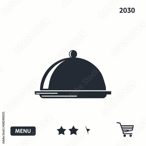 Restaurant cloche serving dish  Minimal Flat Vector Illustration for restaurant, menu, food delivery, templates, and brandless design