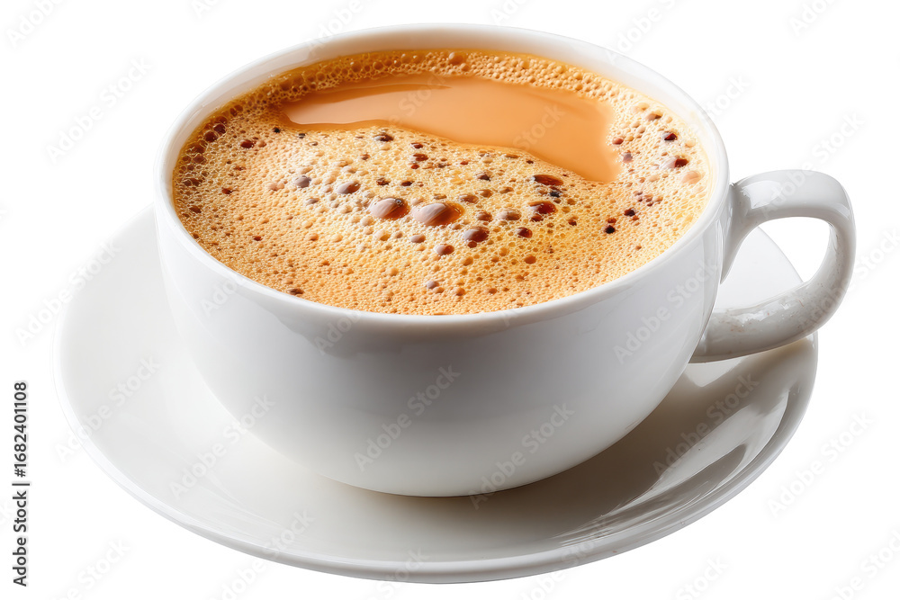 Fototapeta premium Creamy coffee in white cup