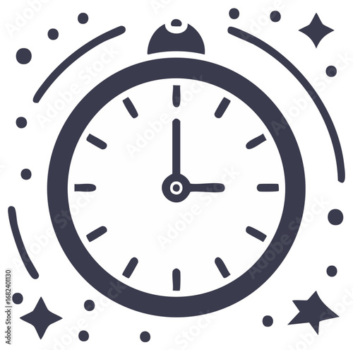 Sparkling Alarm Clock Icon Design for Special Events Deadlines and Time Announcements