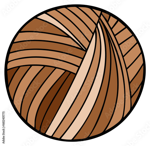 Warm Toned Yarn Ball Illustration for Textile Craft and Handmade Hobbies