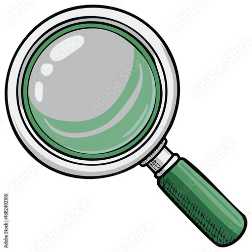 Magnifying glass cartoon illustration for search, examination or detective work graphic